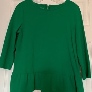 Talbots Emerald Flounce Top NWOT in MP